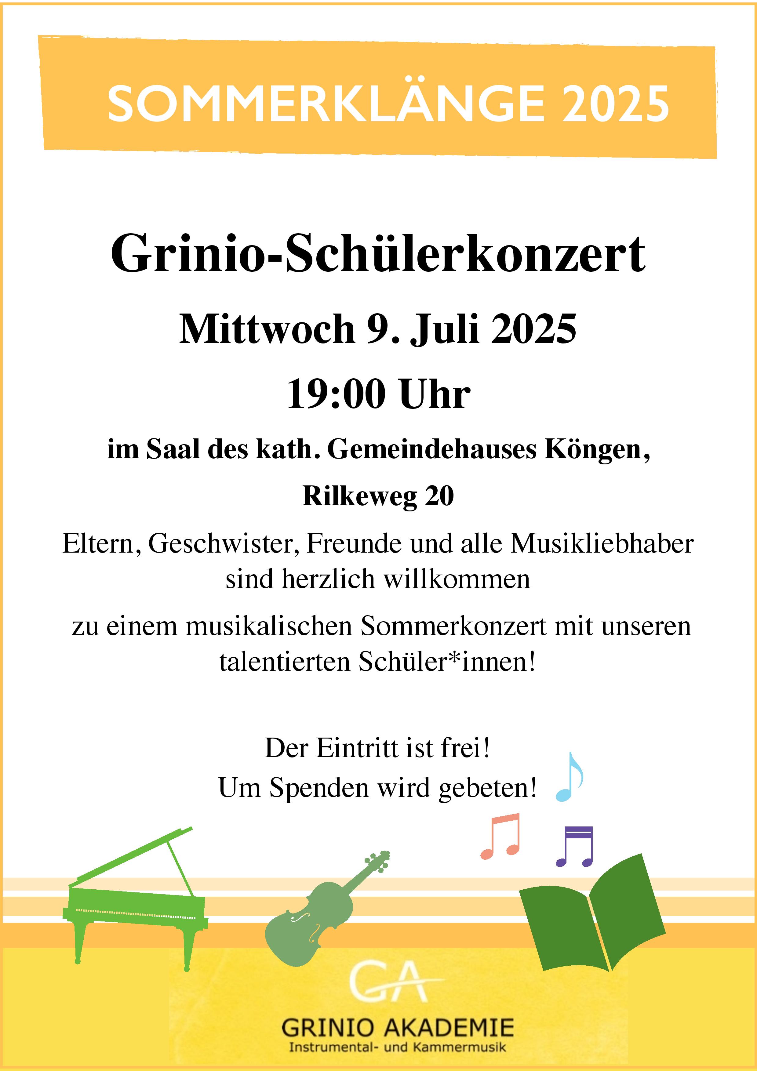 Sommerklänge 2025: GRINIO-Schüerkonzert